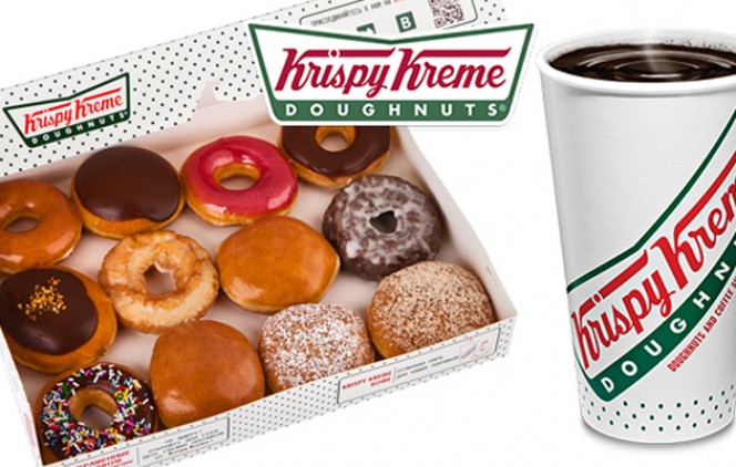 Скидка до 50% на кофе и 45% на пончики в сети кофеен Krispy Kreme. 